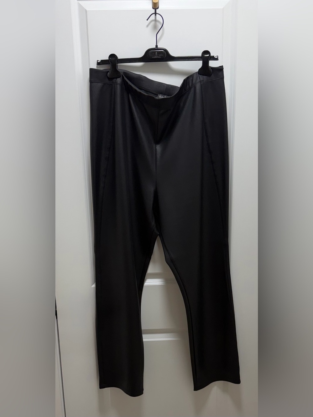 Kim & Co Signature Black Faux Leather Dress Pants - Straight-Leg